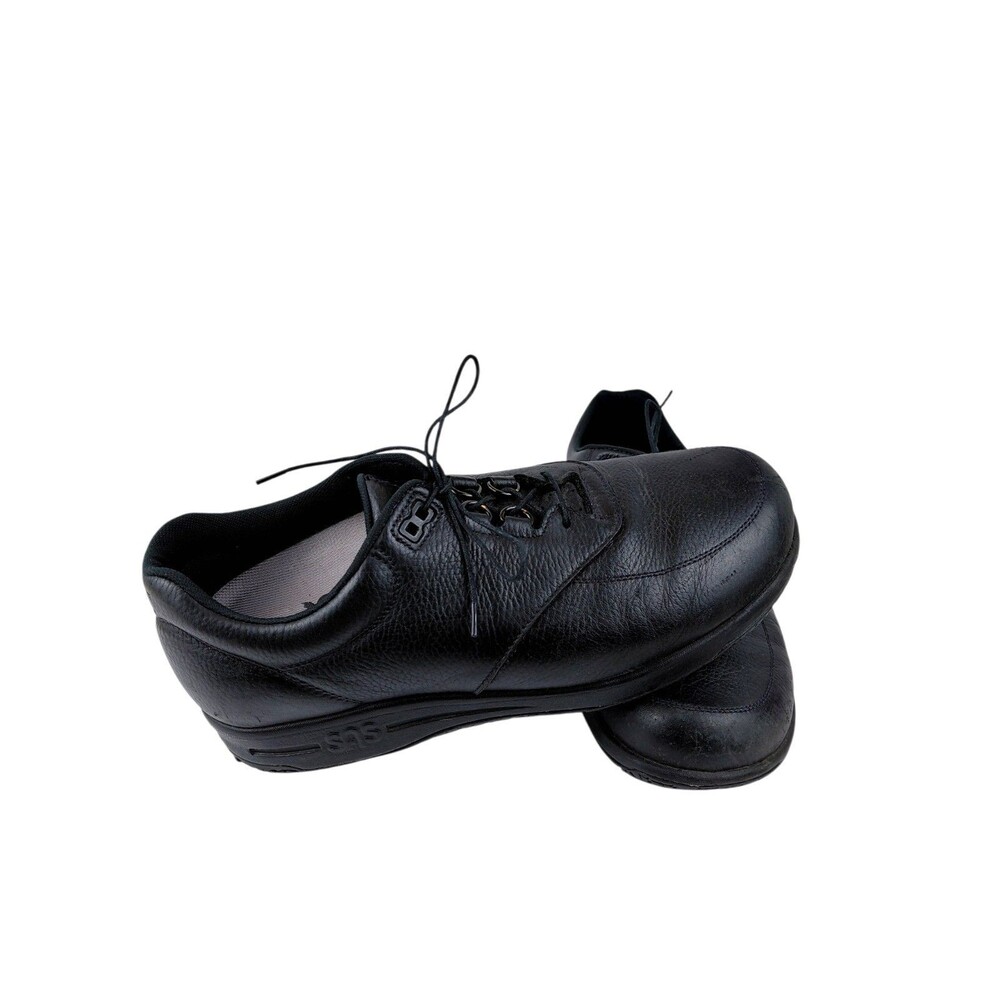 SAS Bout Time Mens 10 W Black Leather EZ Lace Up Comfort Casual Loafer Shoes